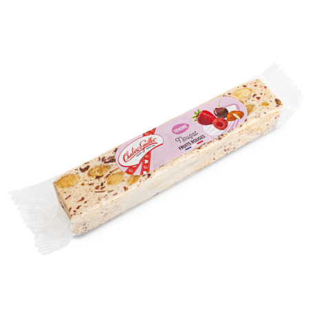 Nougat tendre aux Amandes et Fruits rouges – Barre 100g