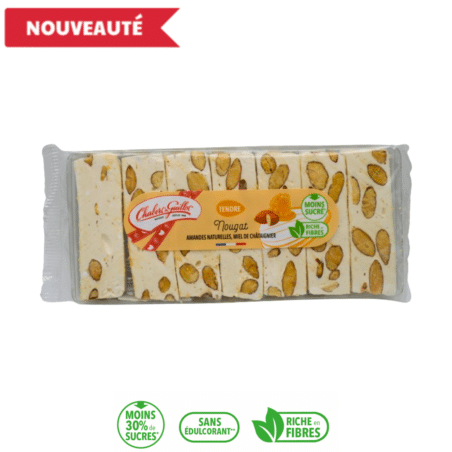 Nougat moins sucré* au miel de châtaigner – Barquette 120g